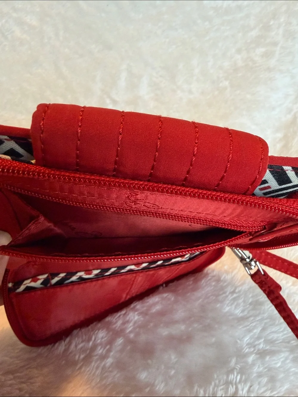 Vera Bradley Red Quilted Zip Around Wallet Wristlet